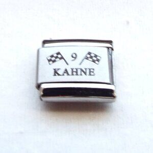Kahne 9  Nascar laser 9mm stainless steel italian charm bracelet link new